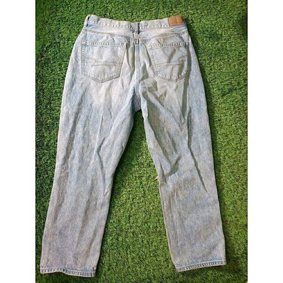 AEO American Eagle Jeans Size 10 Womens Blue Mom Jeans Cropped Distress - Picture 6 of 11
